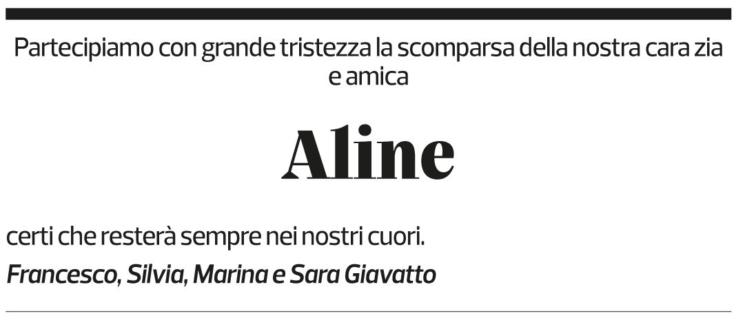 Annuncio funebre Aline Ghezzi