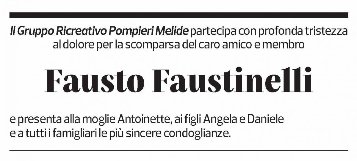 Annuncio funebre Fausto Faustinelli