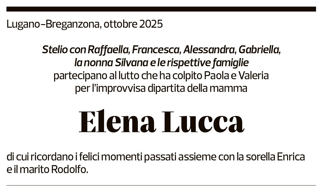 Annuncio funebre Elena Lucca