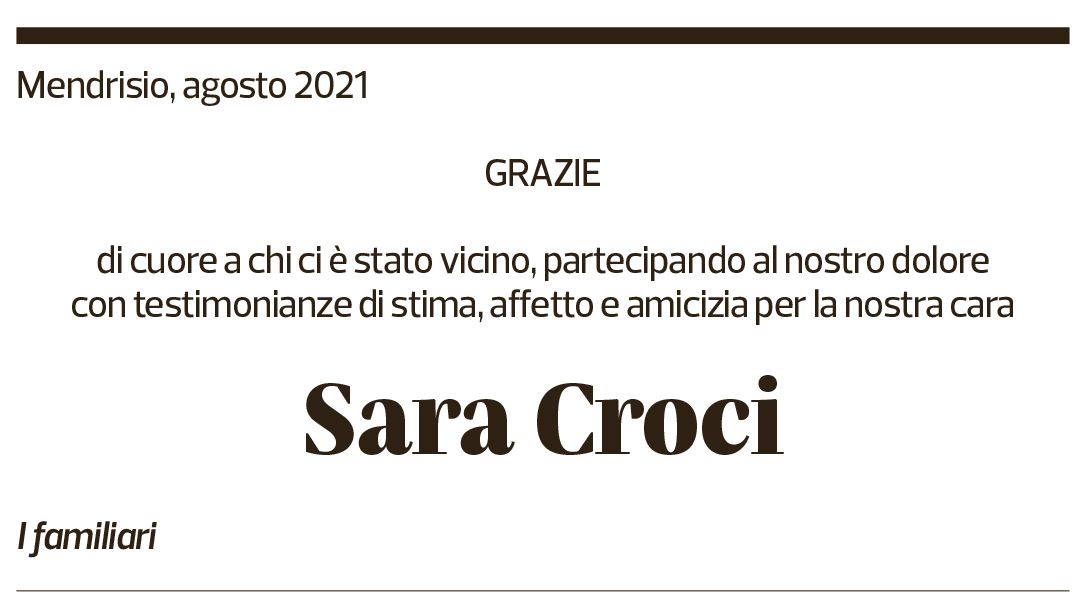 Annuncio funebre Sara Croci