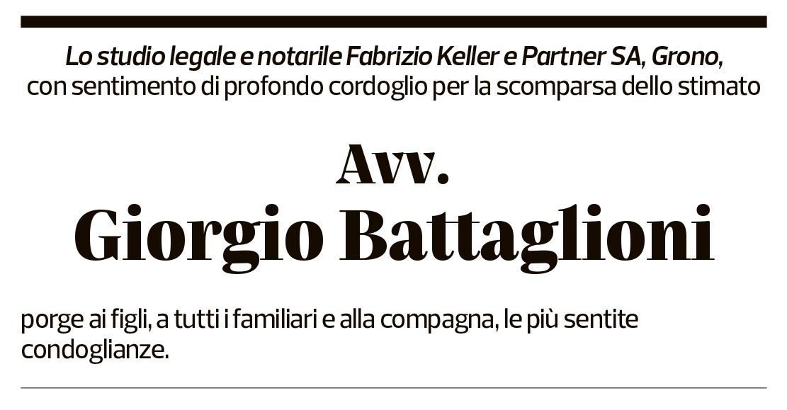 Annuncio funebre Giorgio Battaglioni