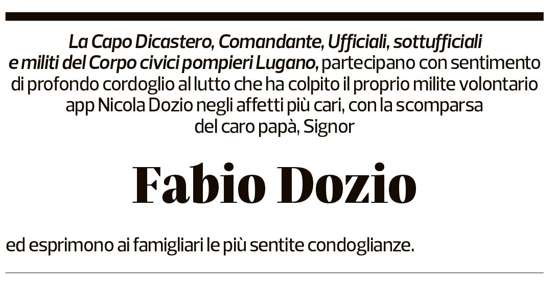 Annuncio funebre Fabio Dozio