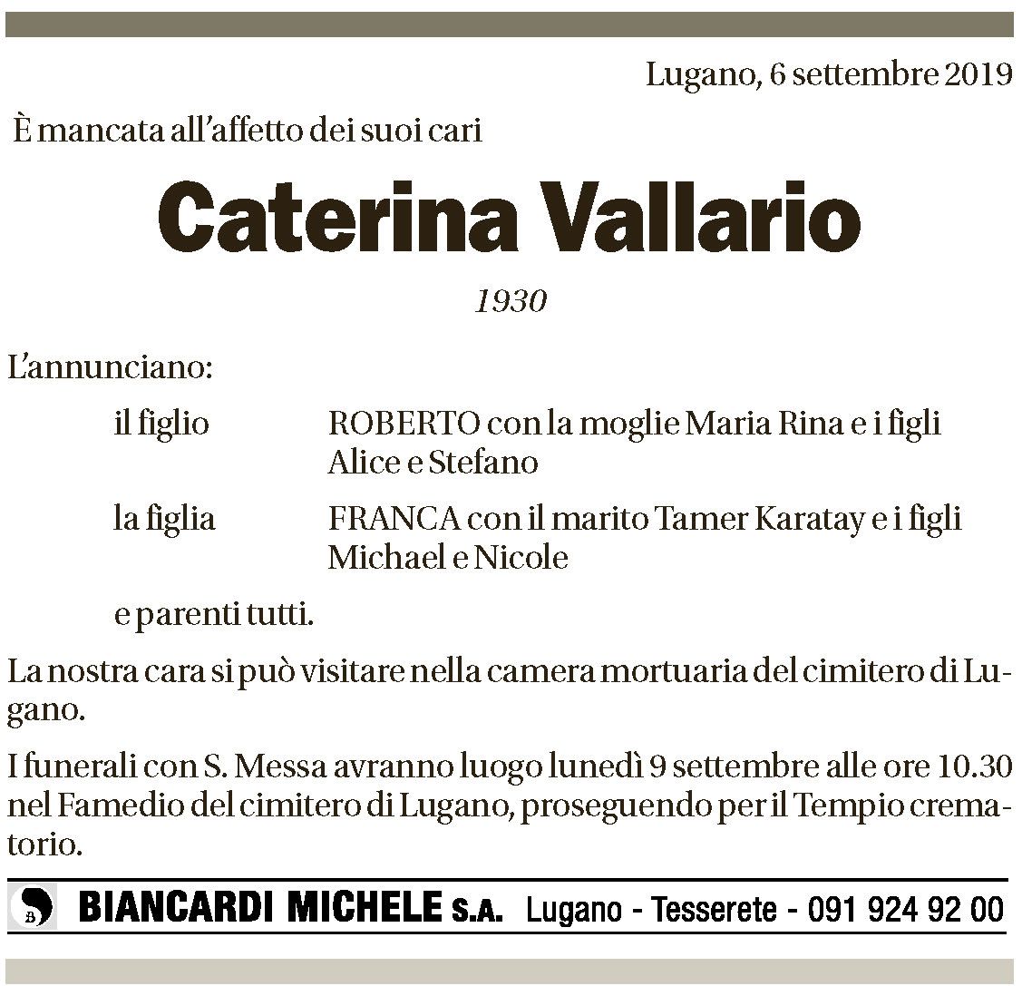 Annuncio funebre Caterina Vallario
