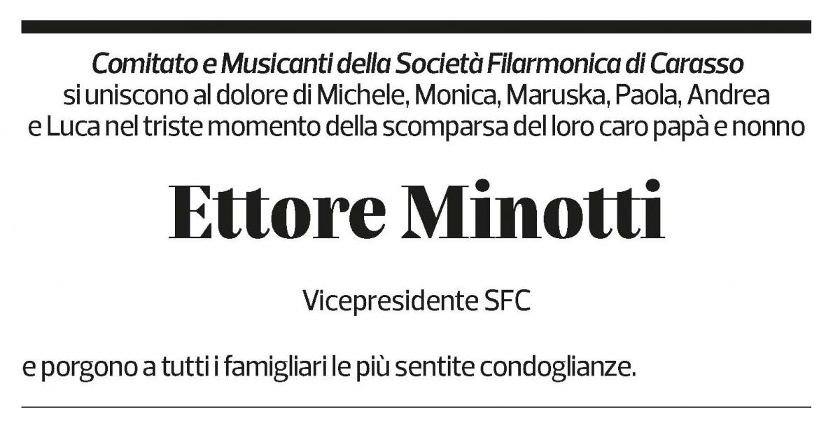 Annuncio funebre Ettore Minotti