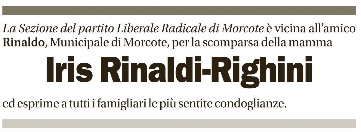 Annuncio funebre Iris Rinaldi-righini