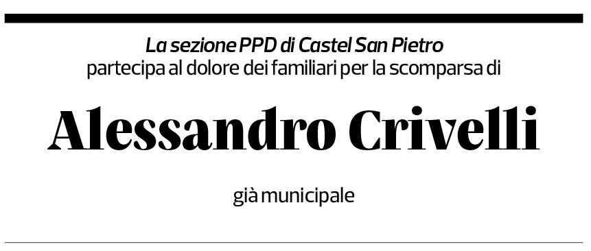 Annuncio funebre Alessandro Crivellli