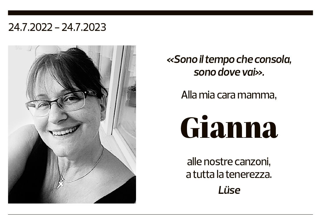 Annuncio funebre Gianna Alberti