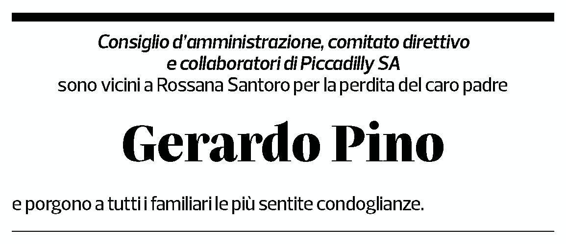 Annuncio funebre Gerardo Pino