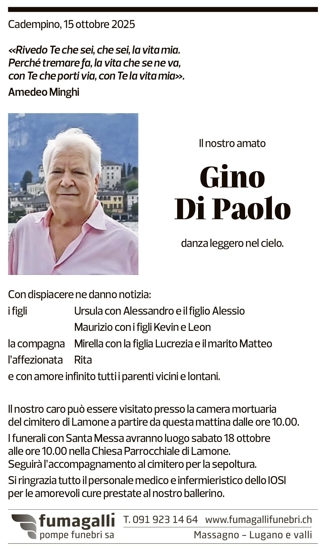 Annuncio funebre Gino Di Paolo