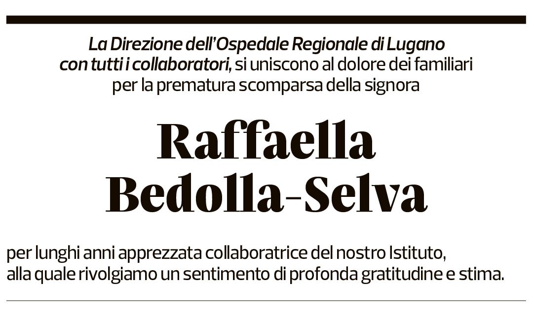 Annuncio funebre Raffaella Bedolla-selva