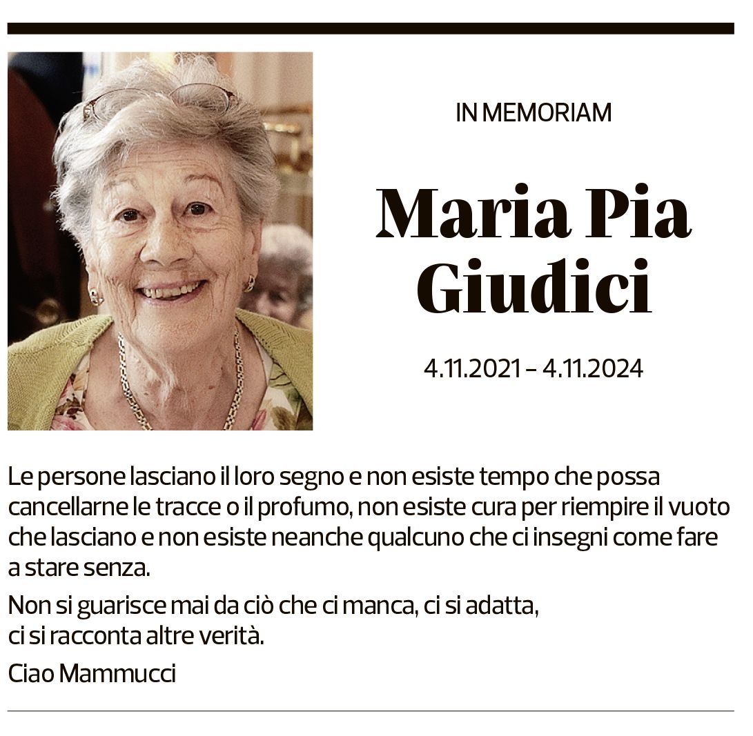 Annuncio funebre Maria Pia Giudici