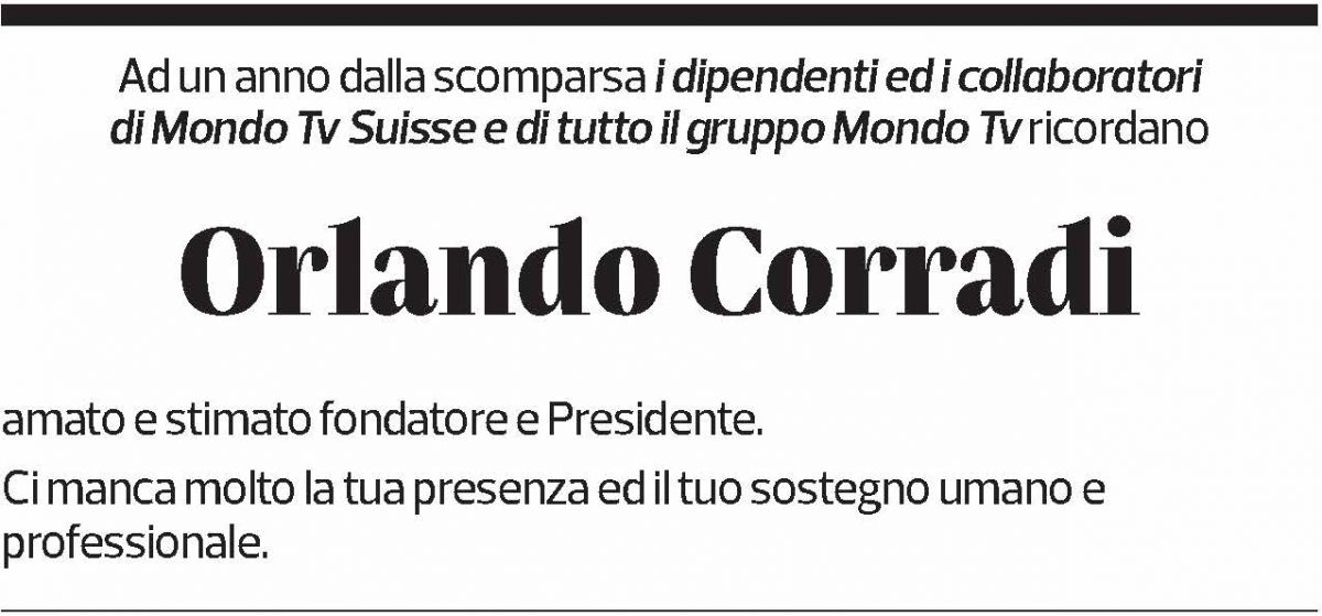 Annuncio funebre Orlando Corradi