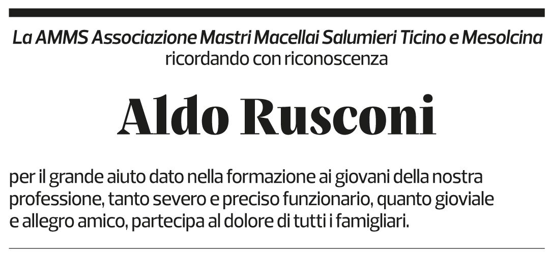 Annuncio funebre Aldo Rusconi