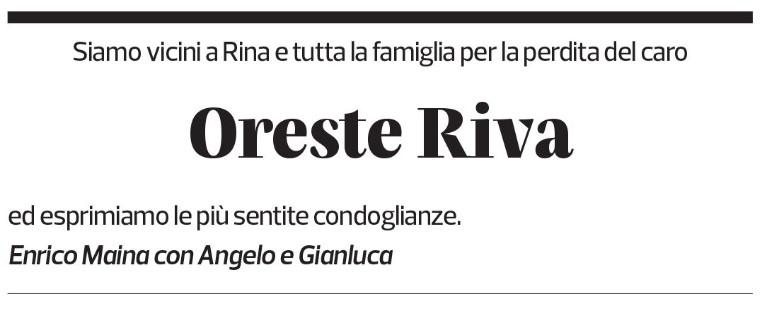 Annuncio funebre Oreste Riva