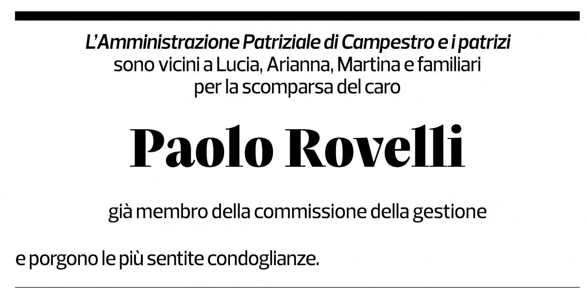 Annuncio funebre Paolo Rovelli