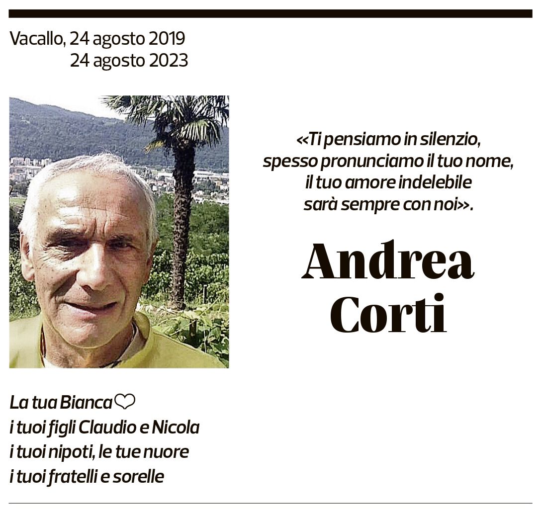 Annuncio funebre Andrea Corti