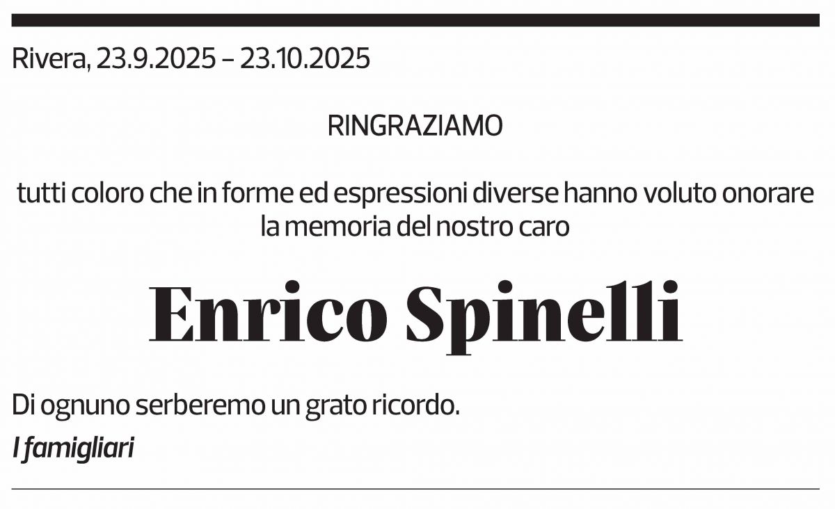 Annuncio funebre Enrico Spinelli