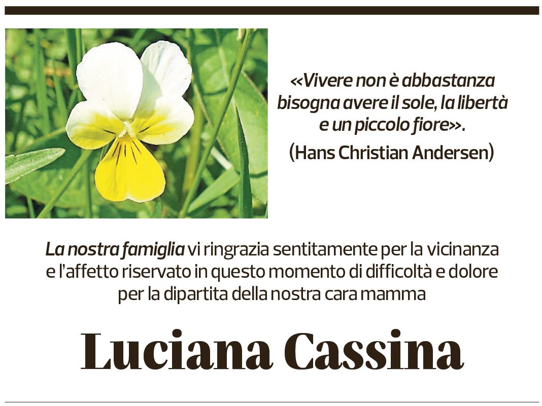 Annuncio funebre Luciana Cassina