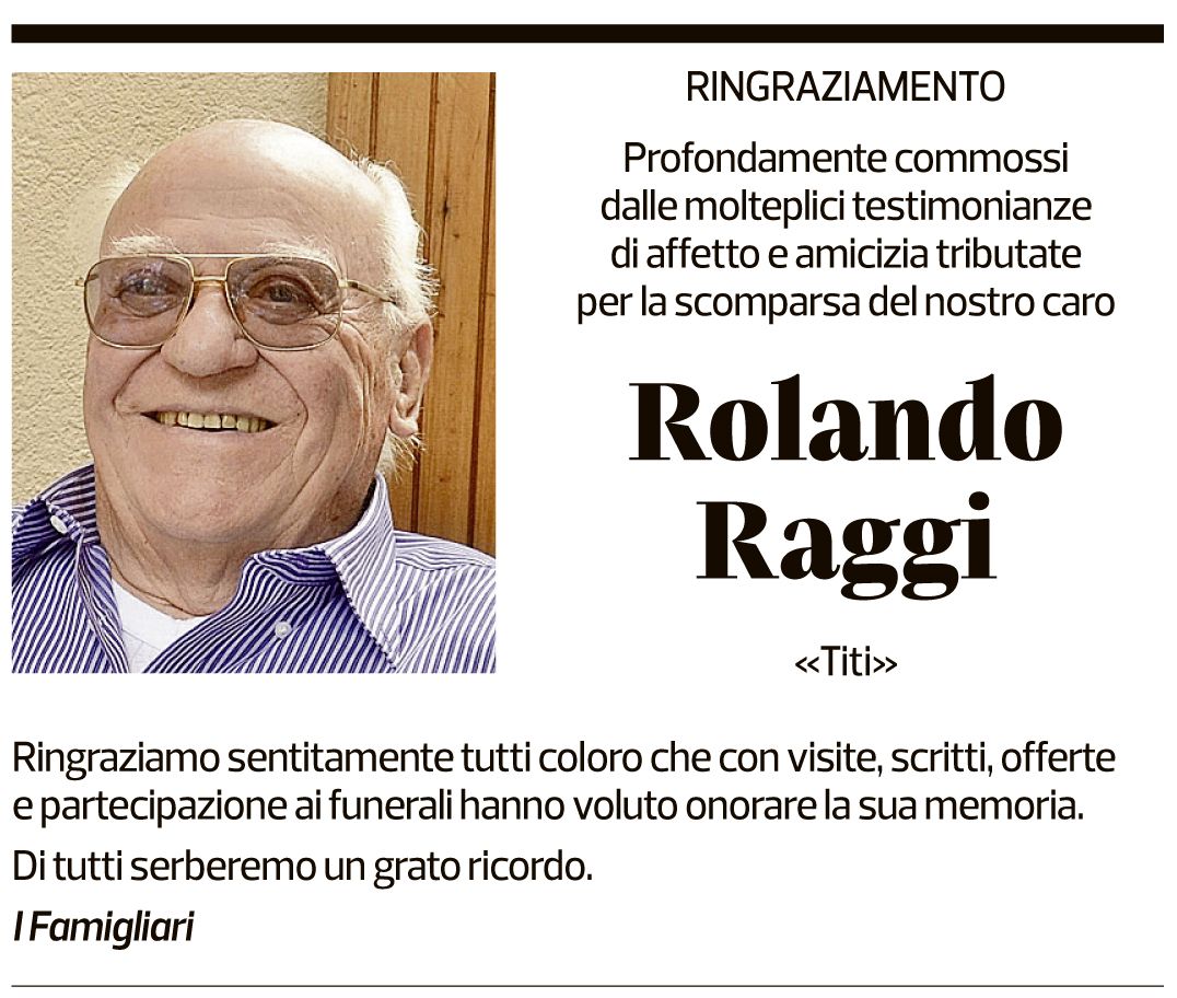 Annuncio funebre Rolando Raggi