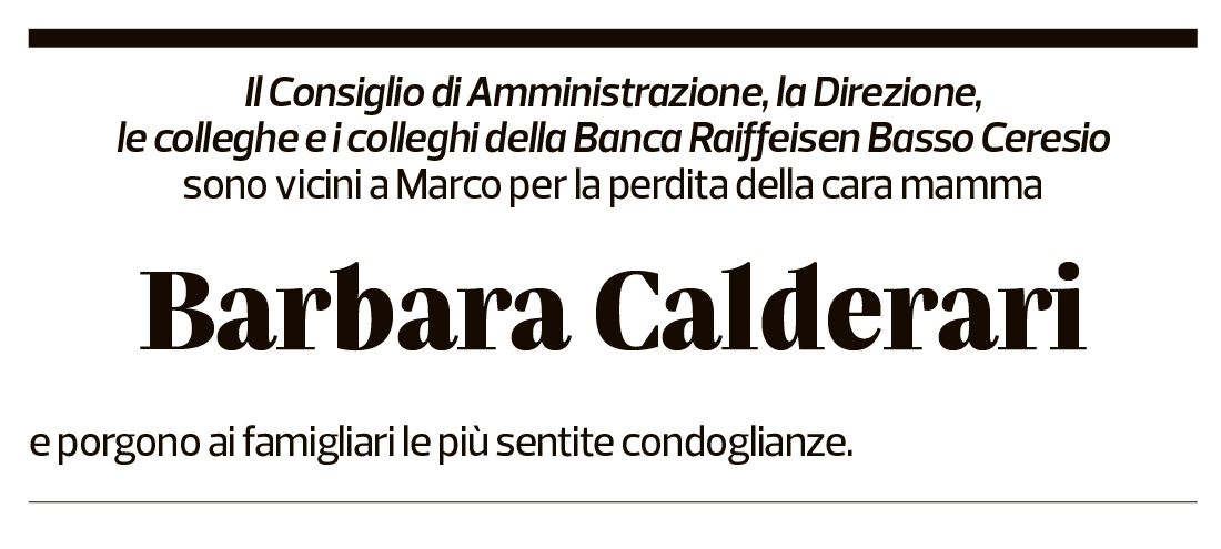Annuncio funebre Barbara Calderari