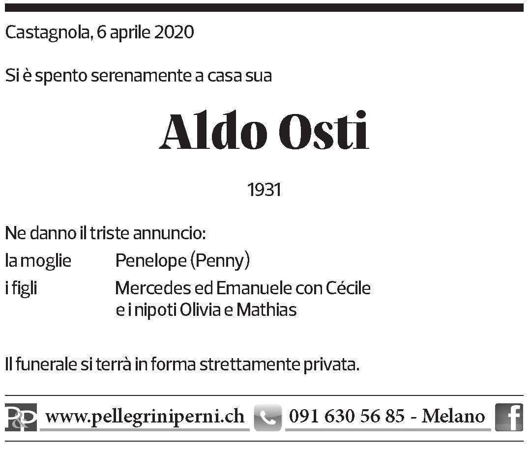 Annuncio funebre Aldo Osti