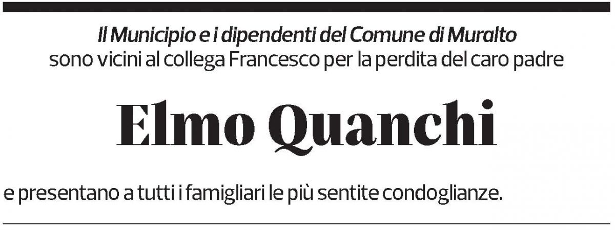 Annuncio funebre Elmo Quanchi