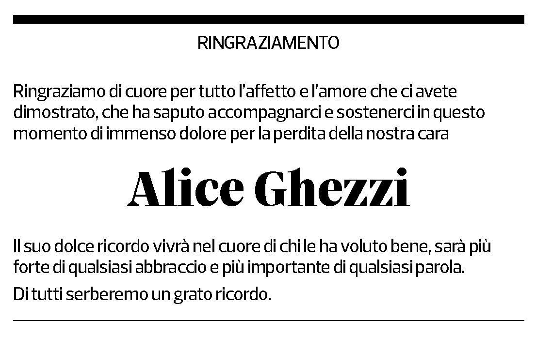 Annuncio funebre Alice Ghezzi