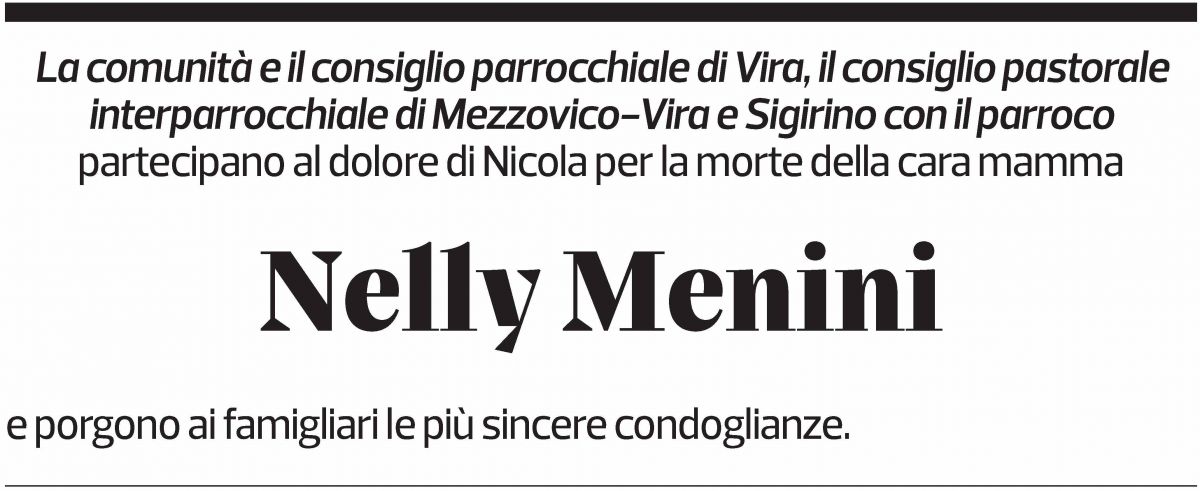 Annuncio funebre Nelly Menini