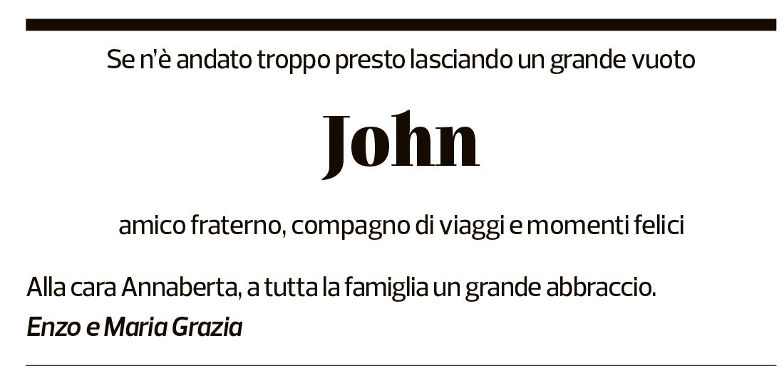 Annuncio funebre John Noseda