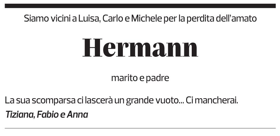 Annuncio funebre Hermann 