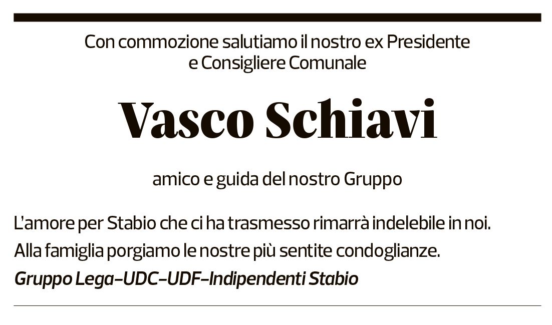 Annuncio funebre Vasco Schiavi