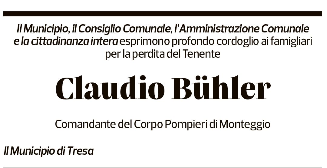 Annuncio funebre Claudio Bühler