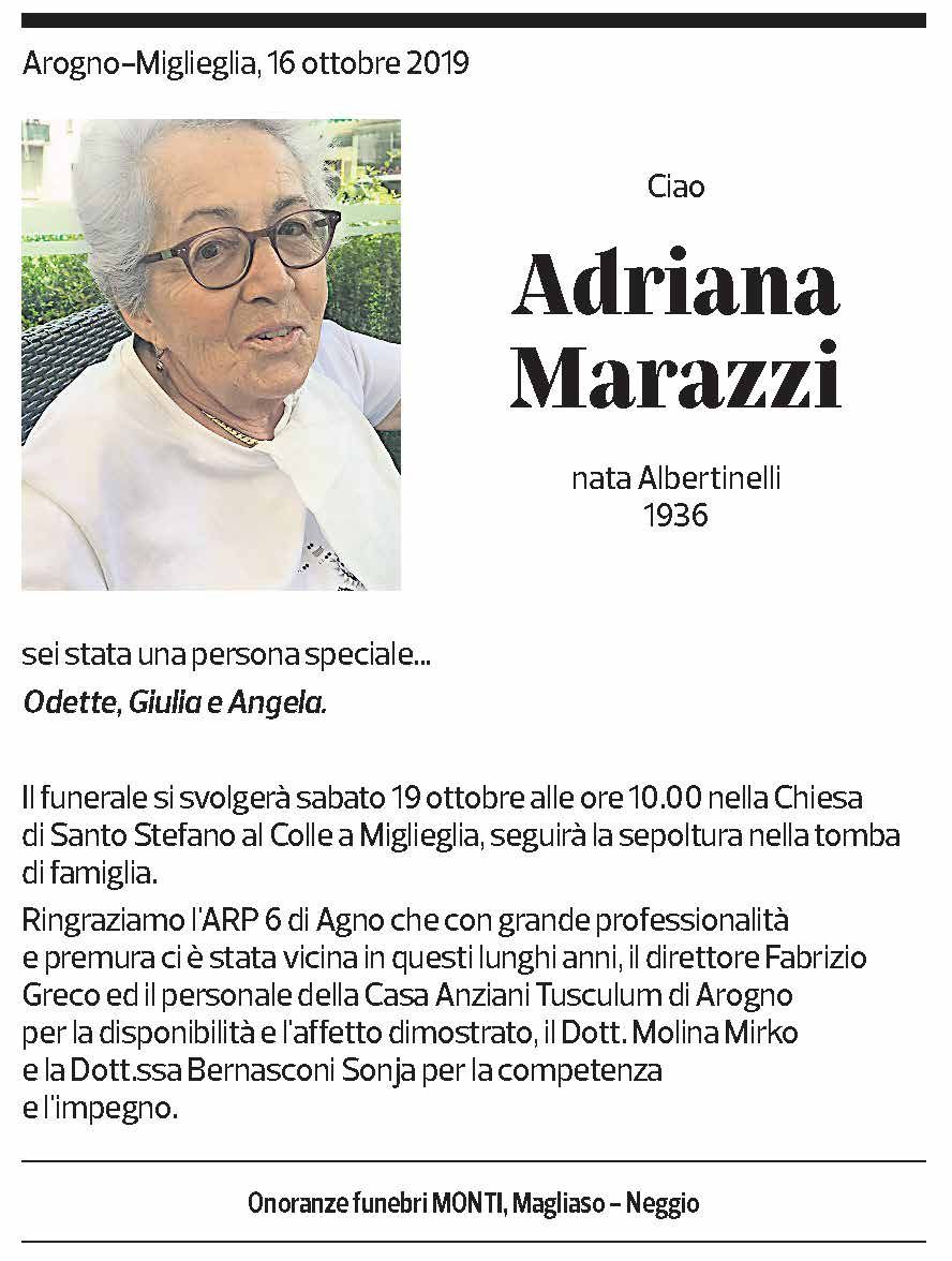 Annuncio funebre Adriana Marazzi