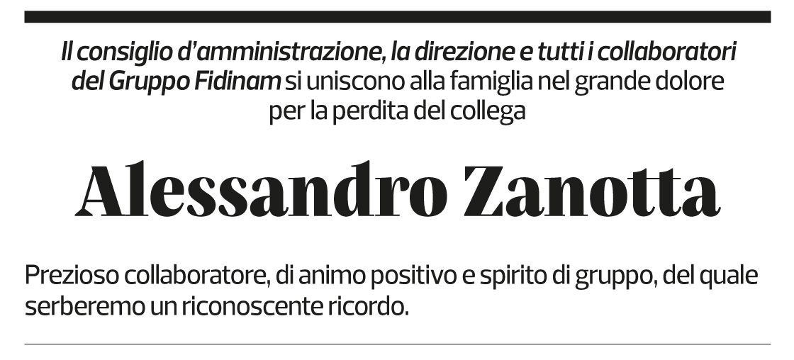 Annuncio funebre Alessandro Zanotta