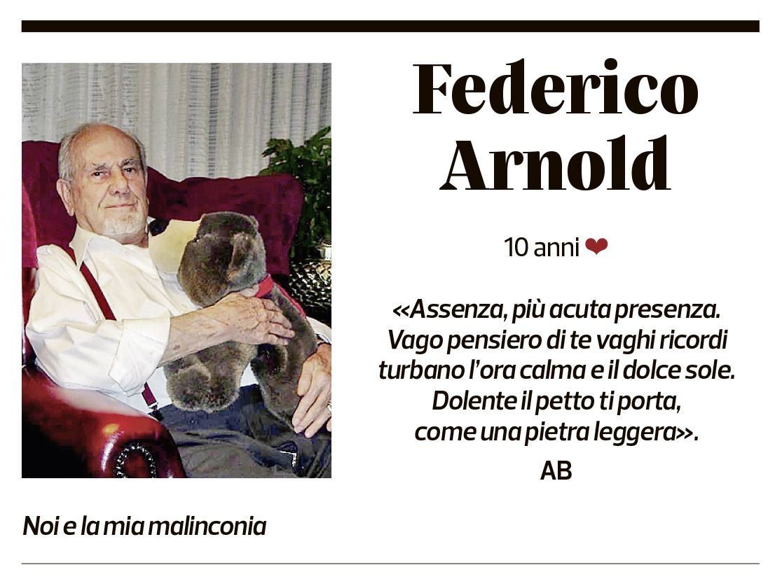 Annuncio funebre Federico Arnold