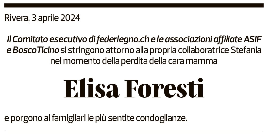 Annuncio funebre Elisa Foresti