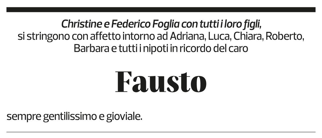 Annuncio funebre Fausto Luisoni