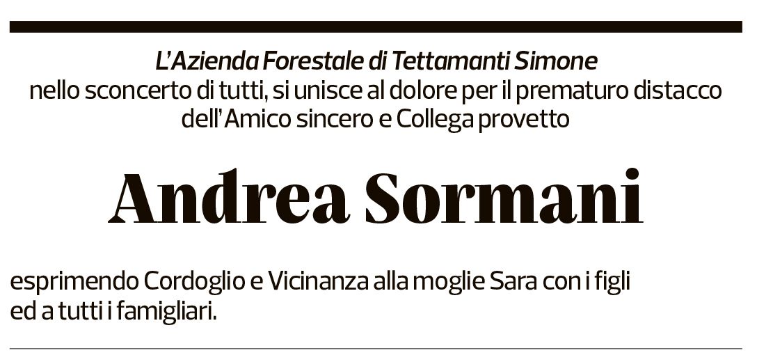 Annuncio funebre Andrea Sormani