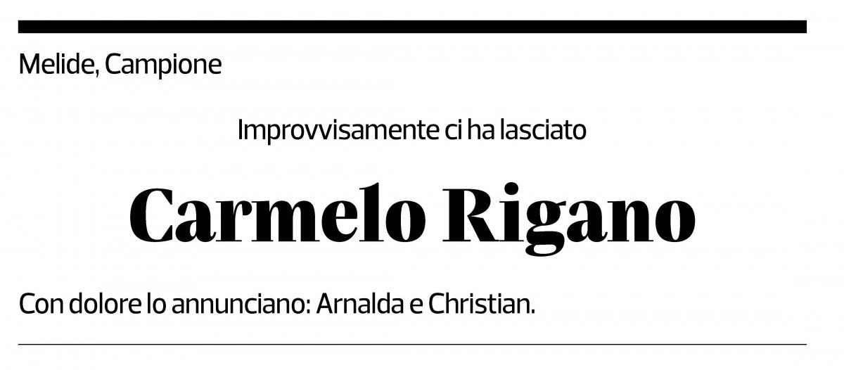 Annuncio funebre Carmelo Rigano