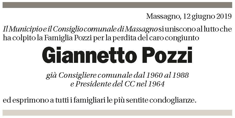 Annuncio funebre Giannetto Pozzi