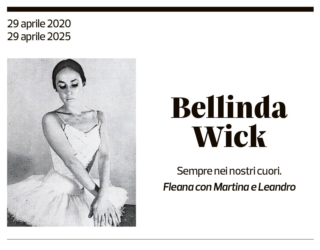 Annuncio funebre Bellinda Wick