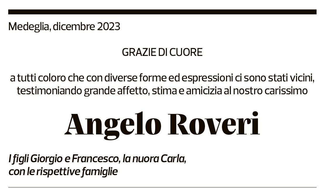 Annuncio funebre Angelo Roveri