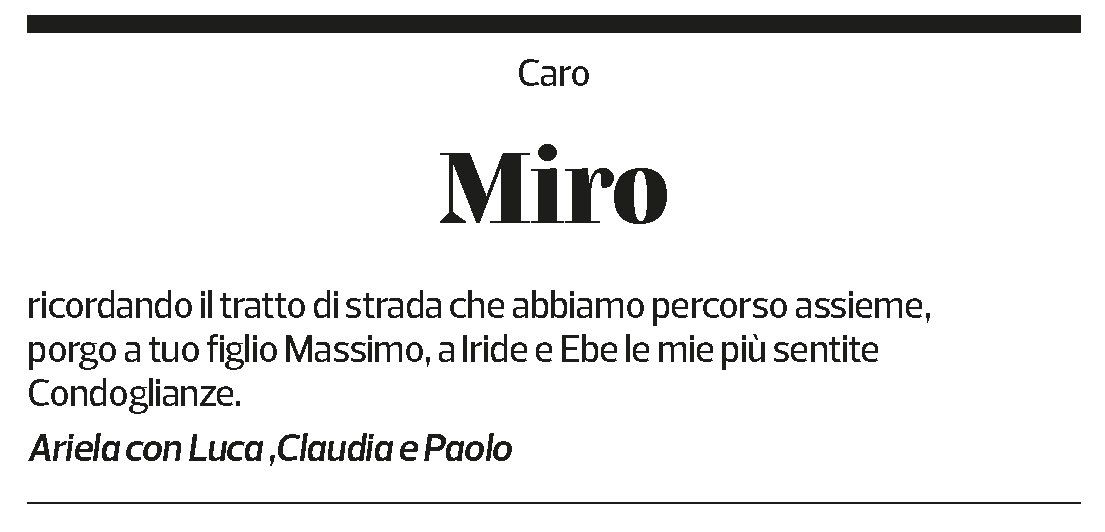 Annuncio funebre Casimiro Bizzozero