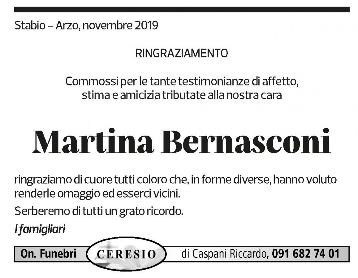 Annuncio funebre Martina Bernasconi