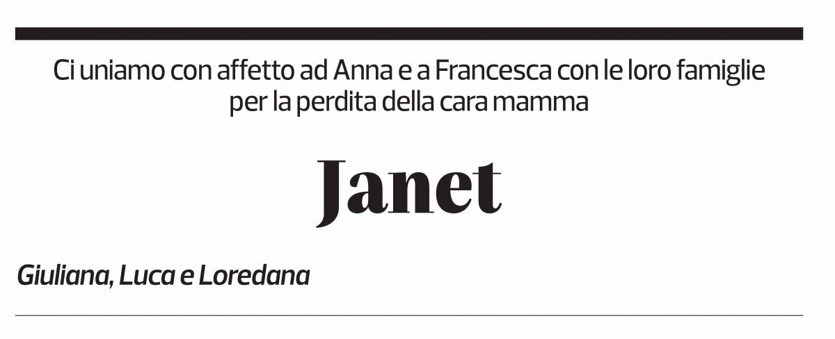 Annuncio funebre Janet Torriani-foster