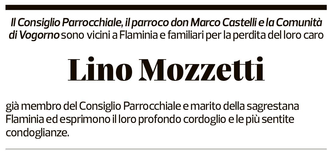 Annuncio funebre Lino Mozzetti