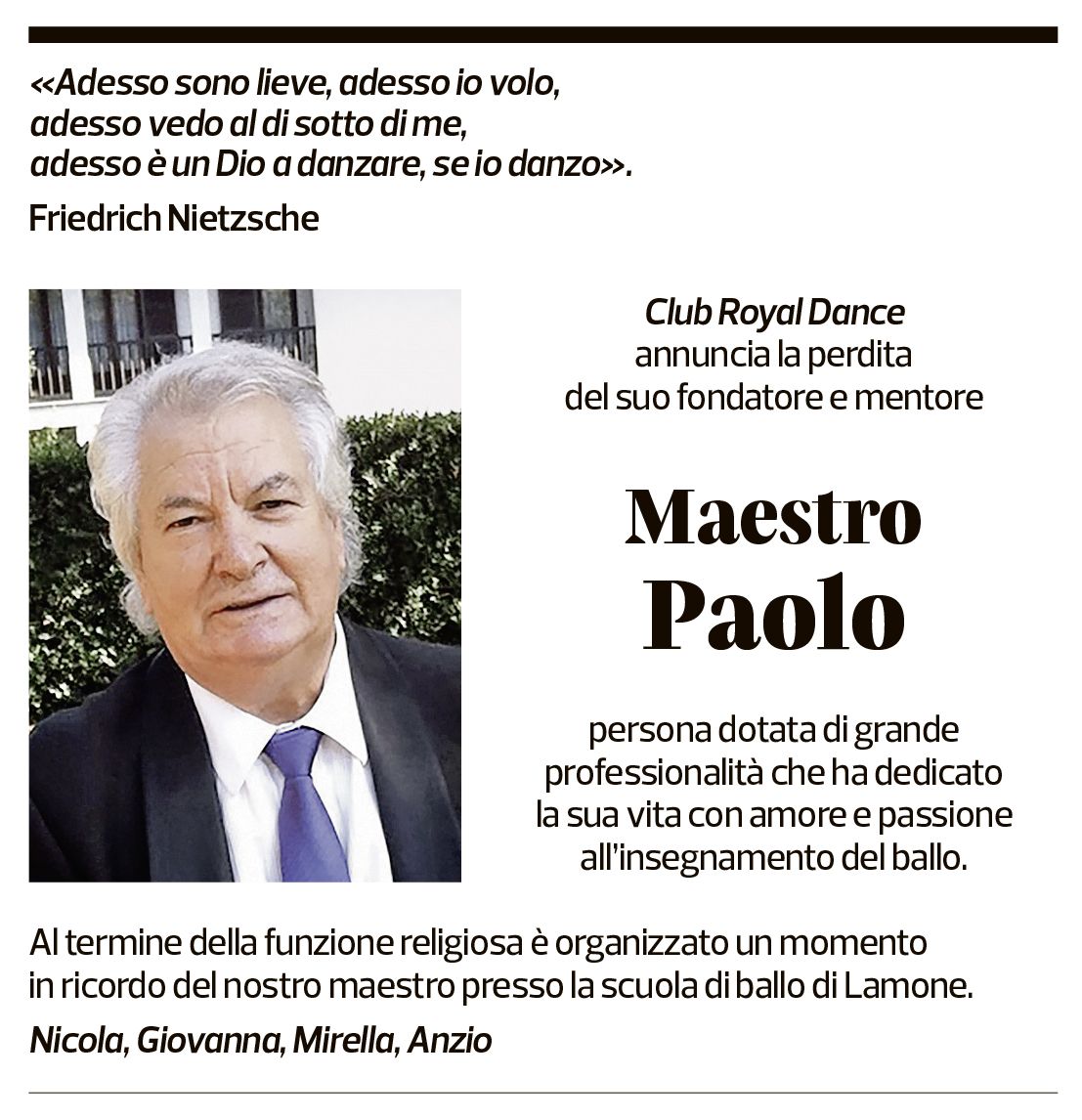 Annuncio funebre Gino Di Paolo