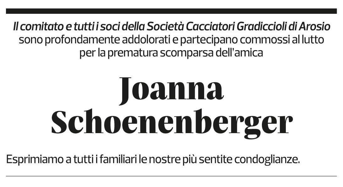 Annuncio funebre Joanna Schoenenberger