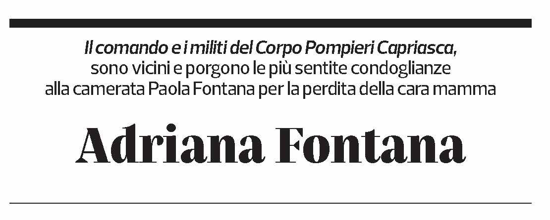 Annuncio funebre Adriana Fontana