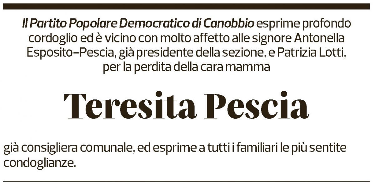 Annuncio funebre Teresita Pescia